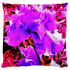 Abstract Ultra Violet Purple Iris On Red And Pink Standard Flano Cushion Case (one Side) by myrubiogarden