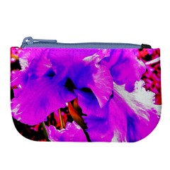 Abstract Ultra Violet Purple Iris On Red And Pink Large Coin Purse