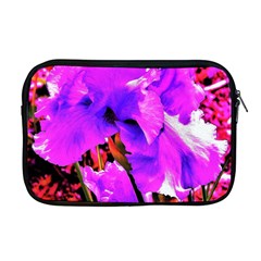 Abstract Ultra Violet Purple Iris On Red And Pink Apple Macbook Pro 17  Zipper Case by myrubiogarden