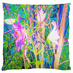 Abstract Oriental Lilies In My Rubio Garden Large Flano Cushion Case (one Side) by myrubiogarden