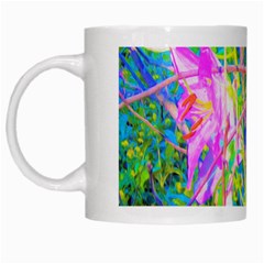 Abstract Oriental Lilies In My Rubio Garden White Mugs by myrubiogarden