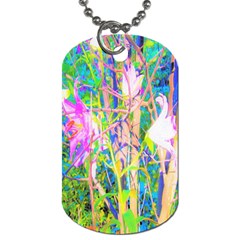 Abstract Oriental Lilies In My Rubio Garden Dog Tag (two Sides) by myrubiogarden