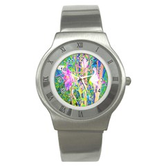 Abstract Oriental Lilies In My Rubio Garden Stainless Steel Watch by myrubiogarden