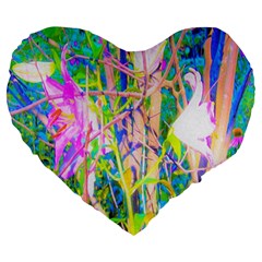 Abstract Oriental Lilies In My Rubio Garden Large 19  Premium Heart Shape Cushions by myrubiogarden