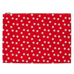 Christmas Pattern White Stars Red Cosmetic Bag (xxl)