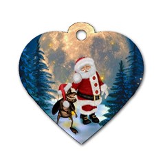 Merry Christmas, Santa Claus With Funny Cockroach In The Night Dog Tag Heart (one Side) by FantasyWorld7