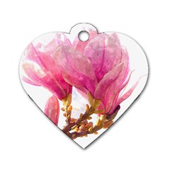 Wild Magnolia Flower Dog Tag Heart (two Sides) by picsaspassion