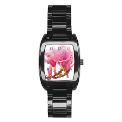 Wild Magnolia Flower Stainless Steel Barrel Watch by picsaspassion