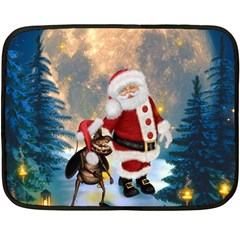 Merry Christmas, Santa Claus With Funny Cockroach In The Night Fleece Blanket (mini) by FantasyWorld7