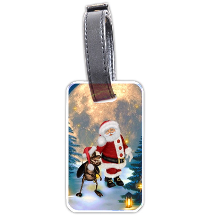 Merry Christmas, Santa Claus With Funny Cockroach In The Night Luggage Tags (One Side) 