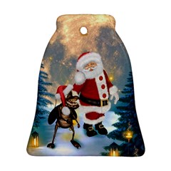 Merry Christmas, Santa Claus With Funny Cockroach In The Night Bell Ornament (two Sides) by FantasyWorld7