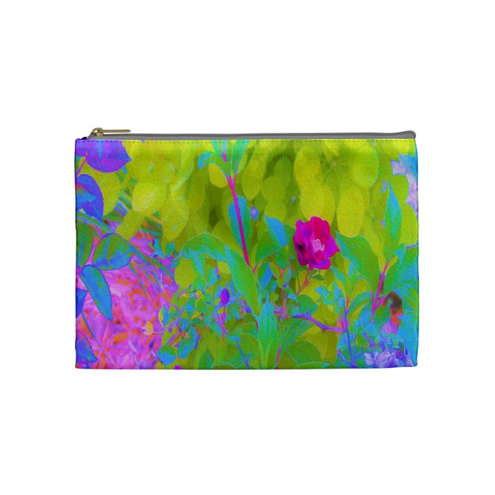 Red Rose With Stunning Golden Yellow Garden Foliage Cosmetic Bag (Medium)