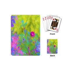 Red Rose With Stunning Golden Yellow Garden Foliage Playing Cards (mini) by myrubiogarden