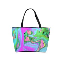 Retro Pink And Light Blue Liquid Art On Hydrangea Garden Classic Shoulder Handbag by myrubiogarden