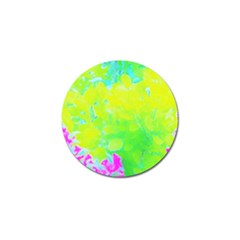 Fluorescent Yellow And Pink Abstract Garden Foliage Golf Ball Marker by myrubiogarden