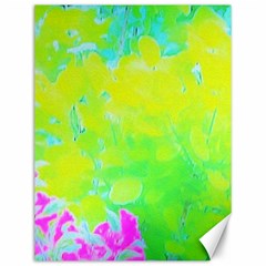 Fluorescent Yellow And Pink Abstract Garden Foliage Canvas 12  X 16  by myrubiogarden