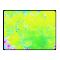 Fluorescent Yellow And Pink Abstract Garden Foliage Fleece Blanket (small) by myrubiogarden