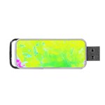 Fluorescent Yellow And Pink Abstract Garden Foliage Portable USB Flash (One Side) Front