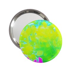 Fluorescent Yellow And Pink Abstract Garden Foliage 2 25  Handbag Mirrors by myrubiogarden