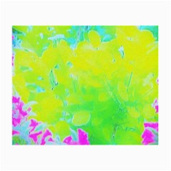 Fluorescent Yellow And Pink Abstract Garden Foliage Small Glasses Cloth by myrubiogarden
