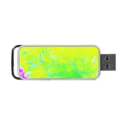 Fluorescent Yellow And Pink Abstract Garden Foliage Portable Usb Flash (one Side) by myrubiogarden