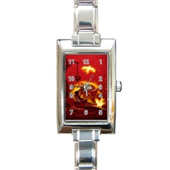 Wonderful Fairy Of The Fire With Fire Birds Rectangle Italian Charm Watch by FantasyWorld7