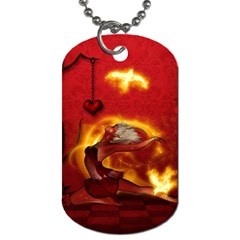 Wonderful Fairy Of The Fire With Fire Birds Dog Tag (two Sides) by FantasyWorld7