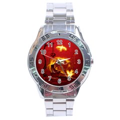 Wonderful Fairy Of The Fire With Fire Birds Stainless Steel Analogue Watch by FantasyWorld7