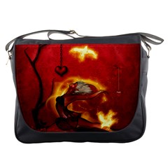 Wonderful Fairy Of The Fire With Fire Birds Messenger Bag by FantasyWorld7