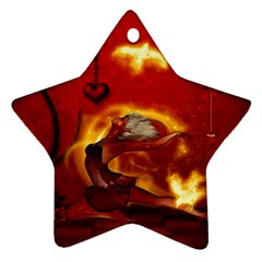 Wonderful Fairy Of The Fire With Fire Birds Star Ornament (two Sides) by FantasyWorld7