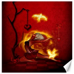 Wonderful Fairy Of The Fire With Fire Birds Canvas 12  X 12  by FantasyWorld7