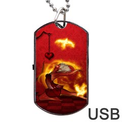 Wonderful Fairy Of The Fire With Fire Birds Dog Tag Usb Flash (two Sides) by FantasyWorld7