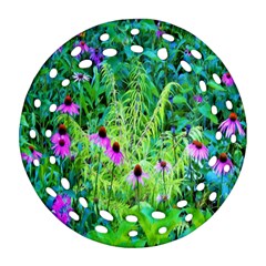 Purple Coneflower Garden With Tiger Eye Tree Ornament (round Filigree) by myrubiogarden
