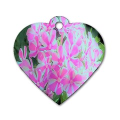 Hot Pink And White Peppermint Twist Garden Phlox Dog Tag Heart (two Sides) by myrubiogarden