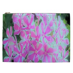 Hot Pink And White Peppermint Twist Garden Phlox Cosmetic Bag (xxl) by myrubiogarden