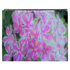 Hot Pink And White Peppermint Twist Garden Phlox Cosmetic Bag (xxxl) by myrubiogarden