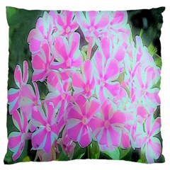Hot Pink And White Peppermint Twist Garden Phlox Standard Flano Cushion Case (two Sides) by myrubiogarden