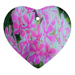 Hot Pink And White Peppermint Twist Garden Phlox Heart Ornament (two Sides) by myrubiogarden