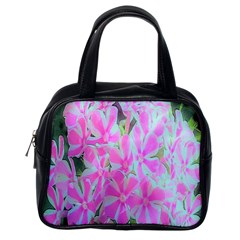 Hot Pink And White Peppermint Twist Garden Phlox Classic Handbag (one Side) by myrubiogarden