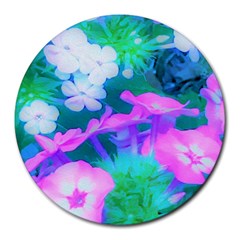 Pink, Green, Blue And White Garden Phlox Flowers Round Mousepads