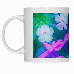 Pink, Green, Blue And White Garden Phlox Flowers White Mugs by myrubiogarden