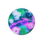 Pink, Green, Blue And White Garden Phlox Flowers Rubber Coaster (Round)  Front