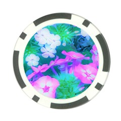 Pink, Green, Blue And White Garden Phlox Flowers Poker Chip Card Guard