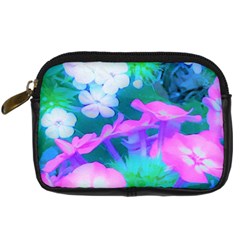 Pink, Green, Blue And White Garden Phlox Flowers Digital Camera Leather Case