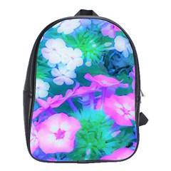 Pink, Green, Blue And White Garden Phlox Flowers School Bag (large)