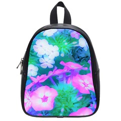 Pink, Green, Blue And White Garden Phlox Flowers School Bag (small)