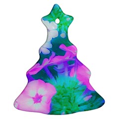 Pink, Green, Blue And White Garden Phlox Flowers Christmas Tree Ornament (two Sides)