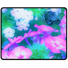 Pink, Green, Blue And White Garden Phlox Flowers Double Sided Fleece Blanket (medium)  by myrubiogarden