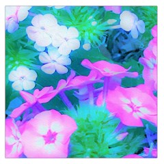 Pink, Green, Blue And White Garden Phlox Flowers Large Satin Scarf (square)