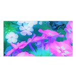 Pink, Green, Blue And White Garden Phlox Flowers Satin Shawl Front